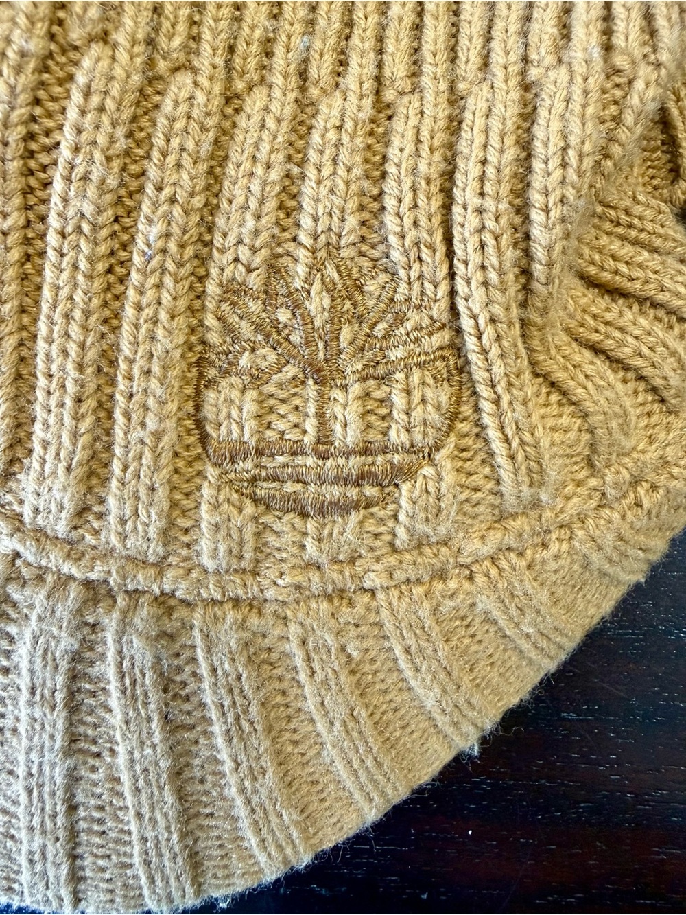 🧢 Timberland Ribbed Knit Visor Beanie Hat – Wheat Tonal Logo Rare Style - Picture 6 of 10
